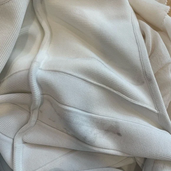 Herve Leger Paris White Bandage Silk Ruffle Trim Formal Cocktail Dress Small - Picture 8 of 11